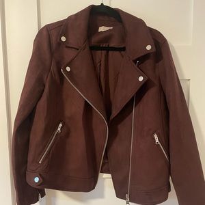 LOFT purple faux suede biker jacket